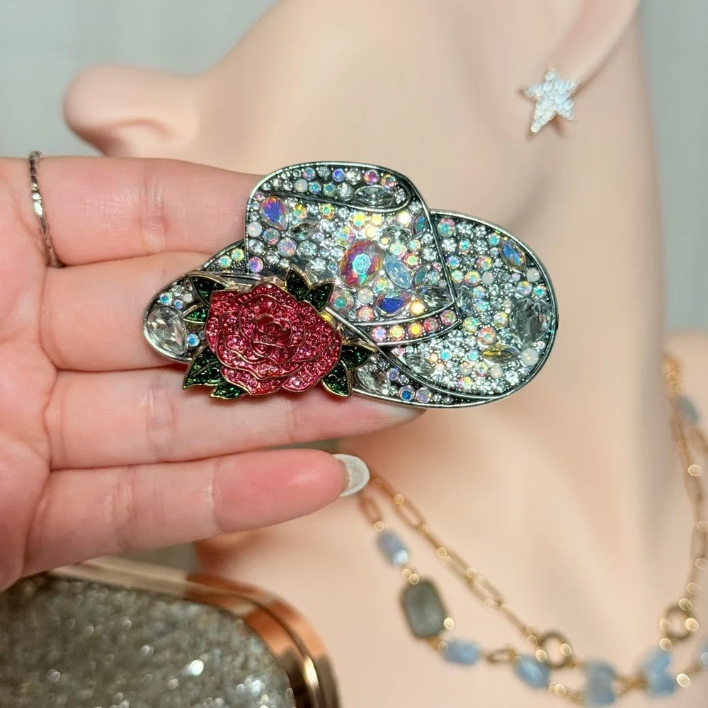 ⚜️ Crystal Rose Hat Brooch